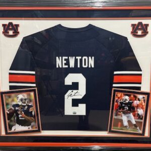 Framed Auburn football jersey with Newton's name and number 2.