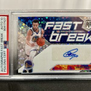 Basketball trading card in protective case.