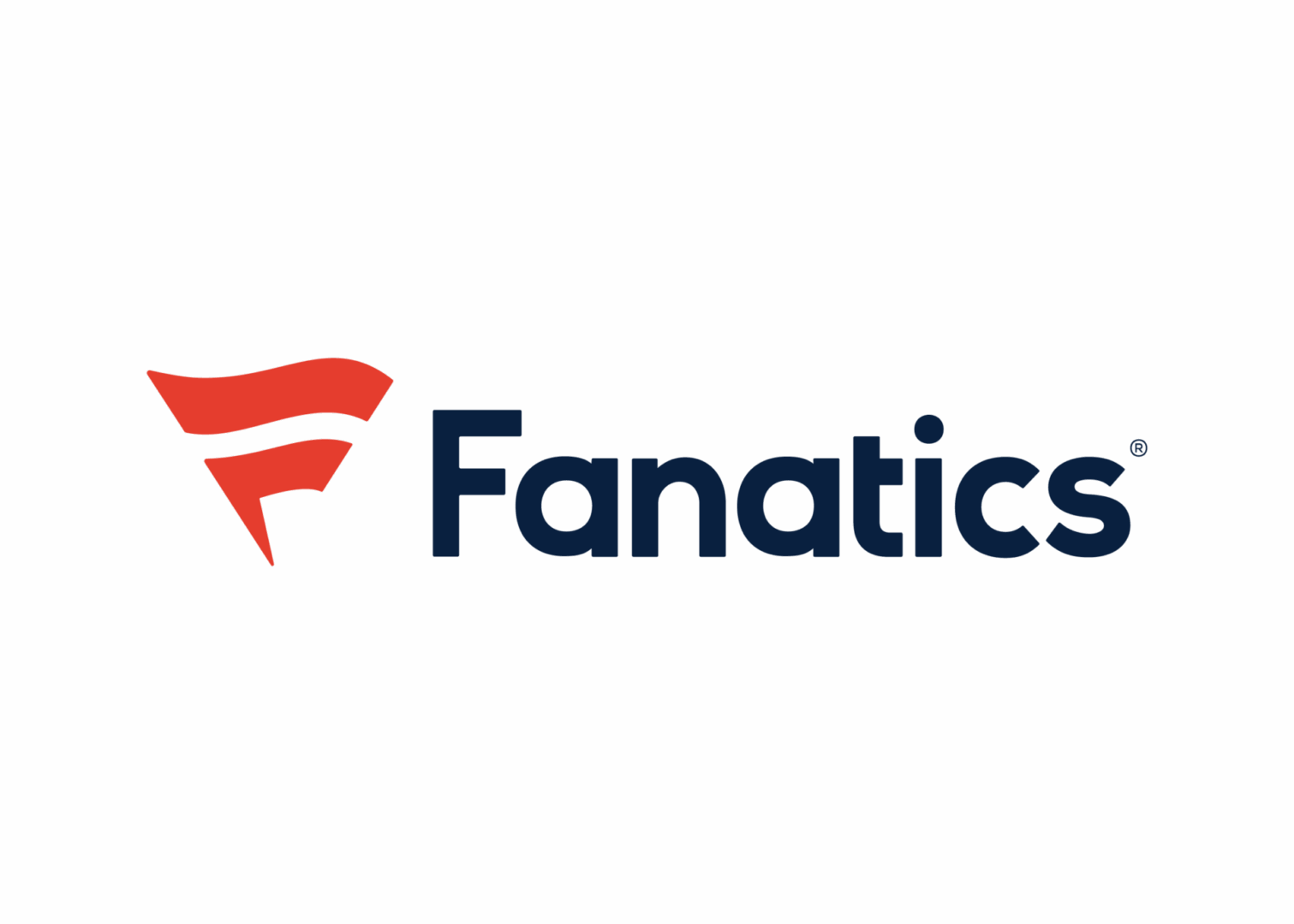 Fanatics logo with red and blue design.