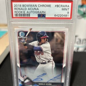 Baseball card, Ronald Acuna, autographed, graded mint.