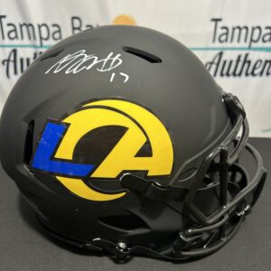 Signed football helmet with team logo.