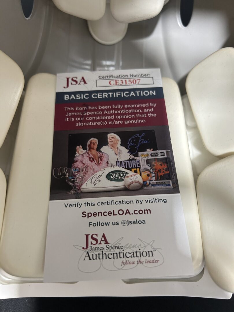 JSA Basic Certification card with signatures.