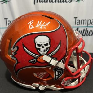 Signed Tampa Bay Buccaneers football helmet.